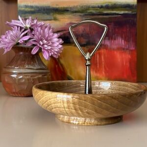 MCM Handmade Wood Bowl Vintage 60s 70s wooden bowl candy trinket dish jewelry